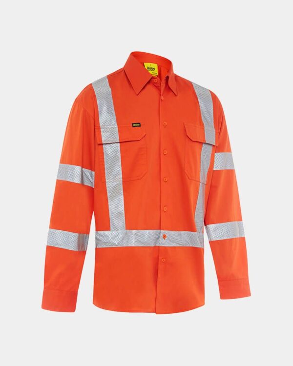 BISLEY HI VIS 3M TAPED X-BACK LIGHTWEIGHT DRILL SHIRT