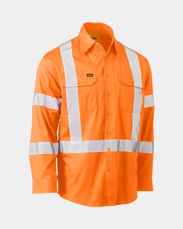 BISLEY HI VIS 3M TAPED X-BACK LIGHTWEIGHT DRILL SHIRT - Image 2